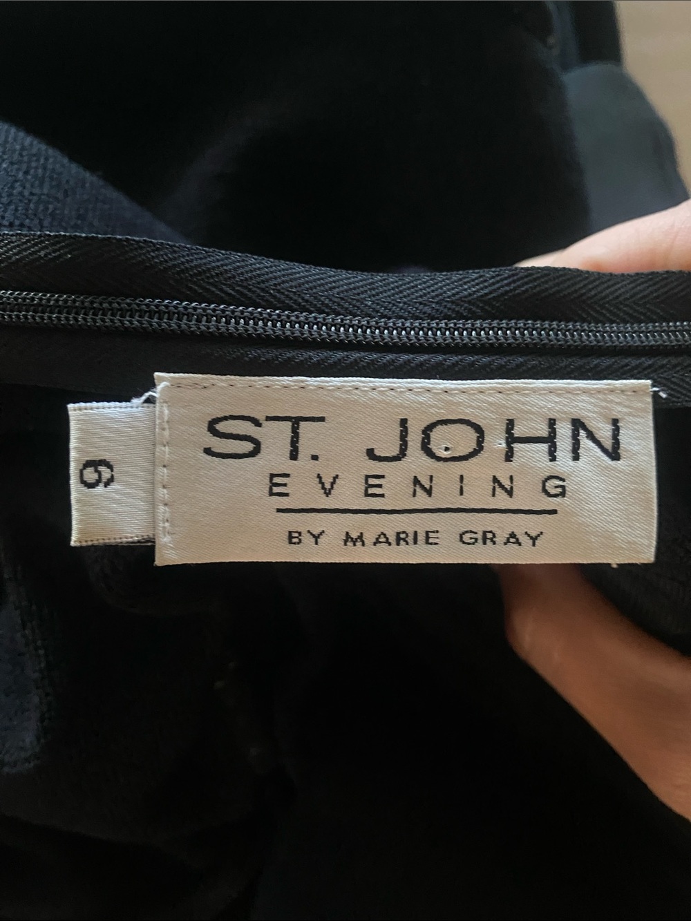 ST. JOHN Evening by Marie Gray Black Caviar Knit Dress Size 6 Timeless Classy - Picture 5 of 10